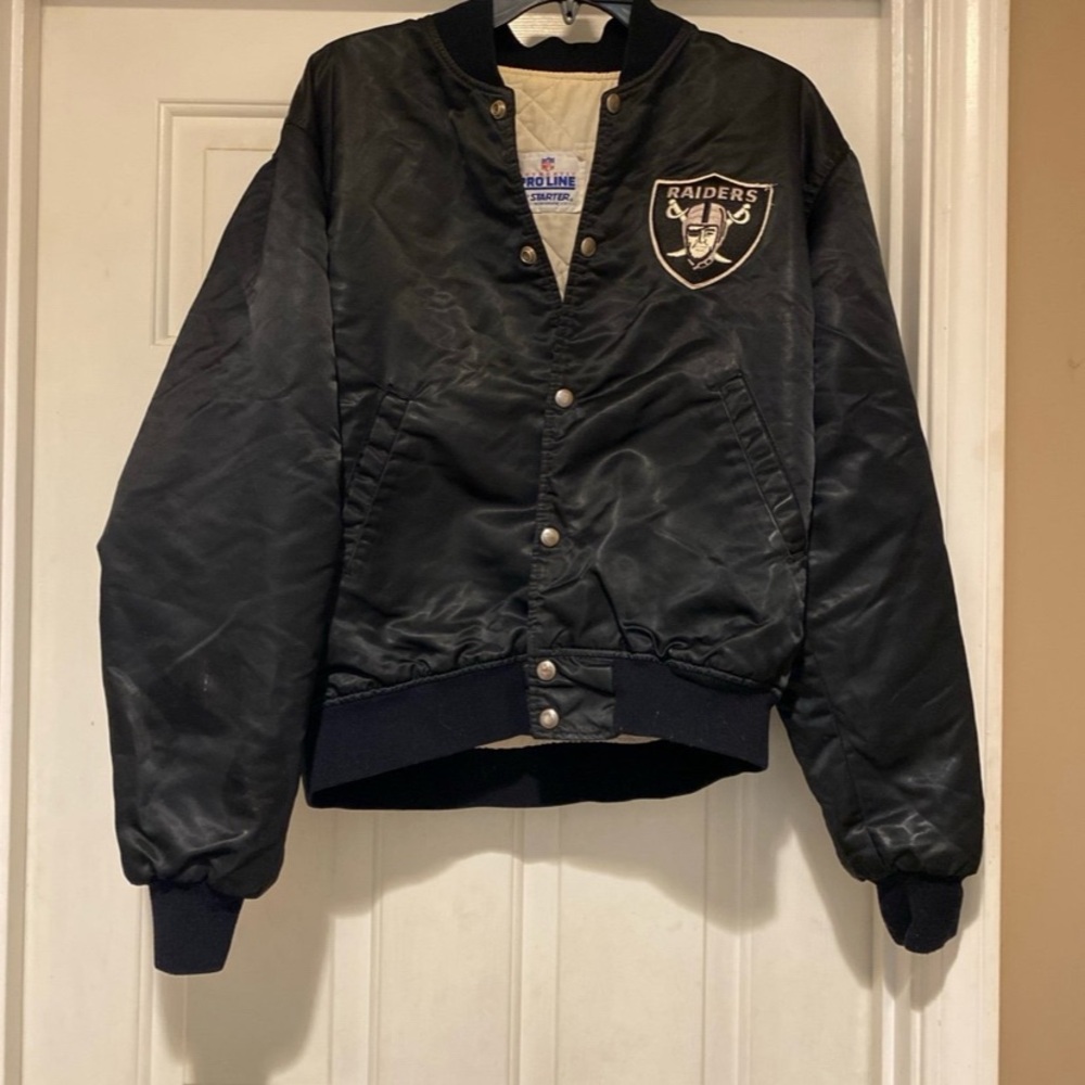 Vintage Oakland Raiders Pro Line Starter Snap Button Jacket Men’s Size Medium
